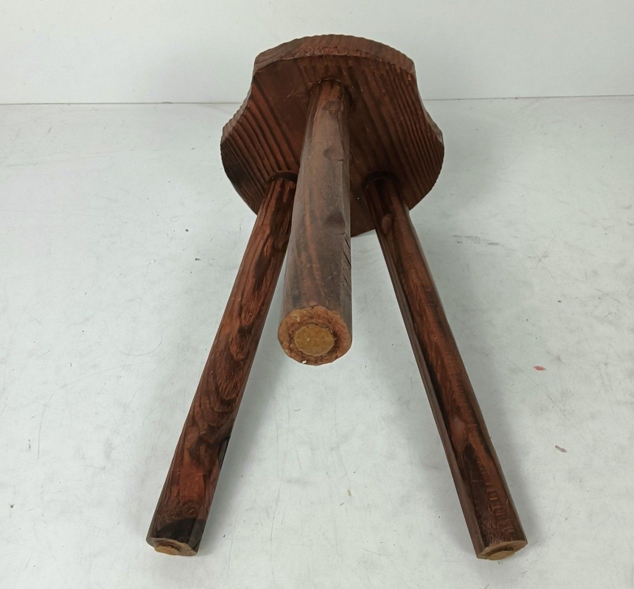 Spanish Milking Stool Table Pedestal Plant Bonsai Stand Carved Wood Barn Farmhou photo buy