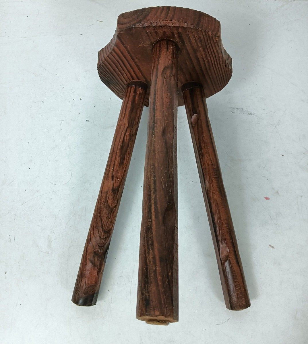 Spanish Milking Stool Table Pedestal Plant Bonsai Stand Carved Wood Barn Farmhou photo vintage
