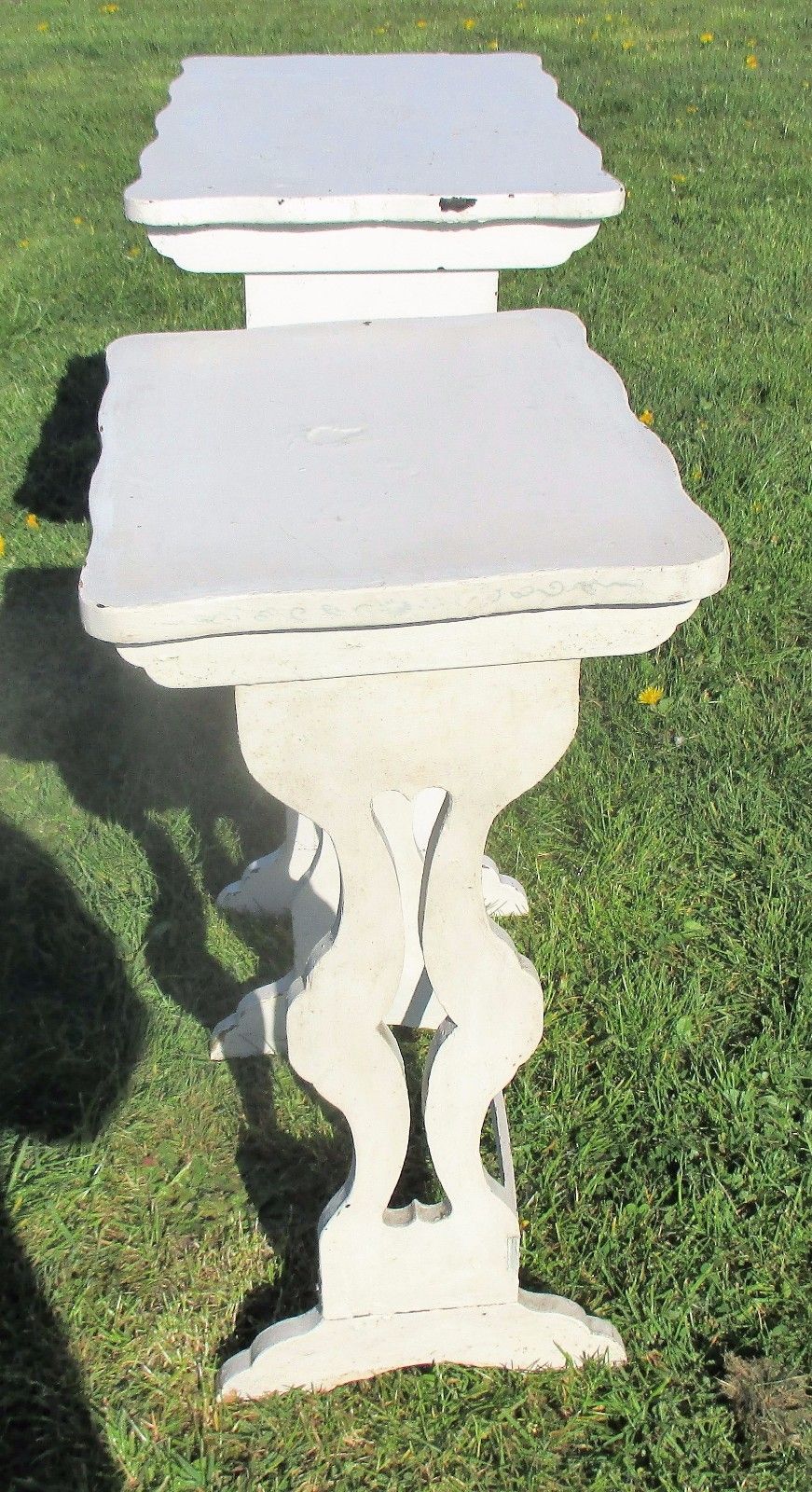 photo furniture 2 Antique French White Wood Nesting Side Tables French Provincial Stunning Wow