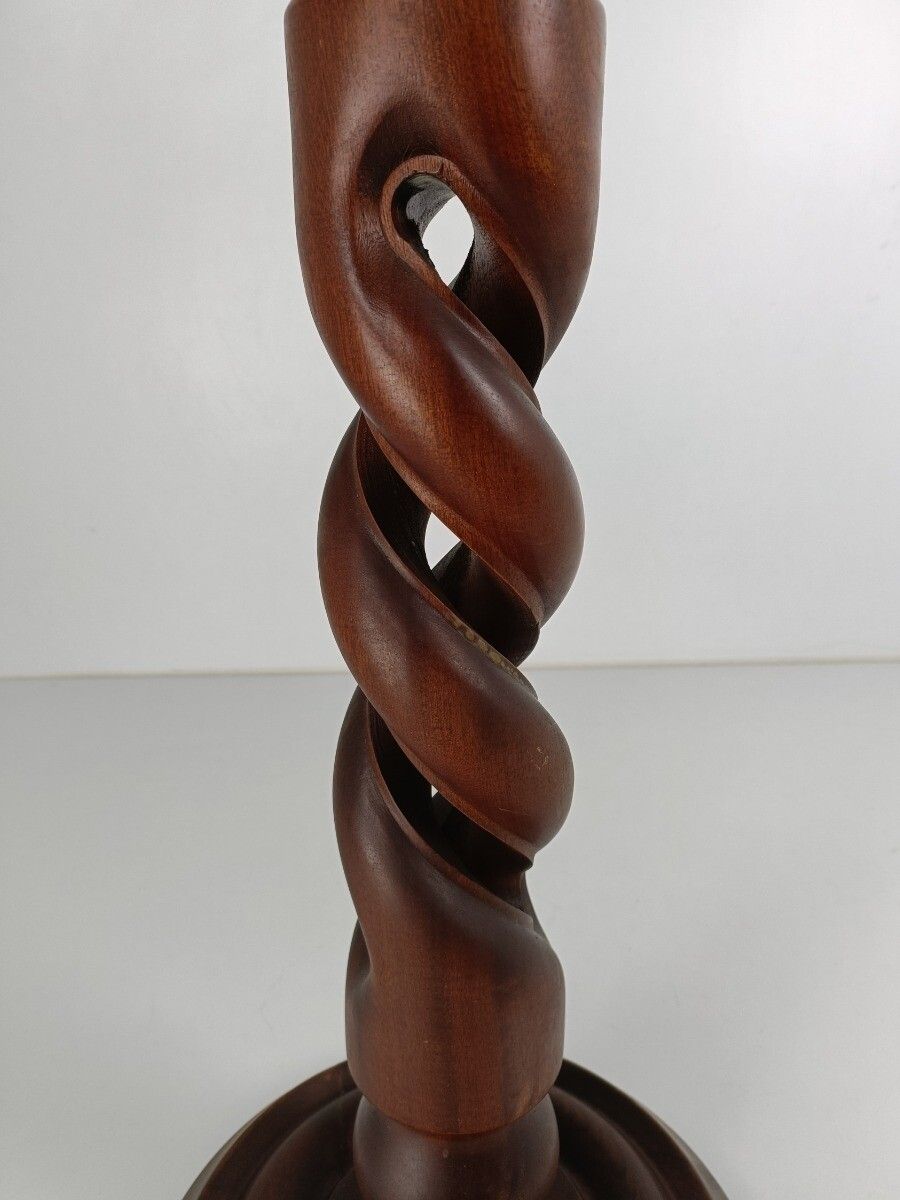 Open Barley Twist Pedestal Plant Stand Gorgeous Rare Barn Style Bonsai Table Vin photo Home Decor