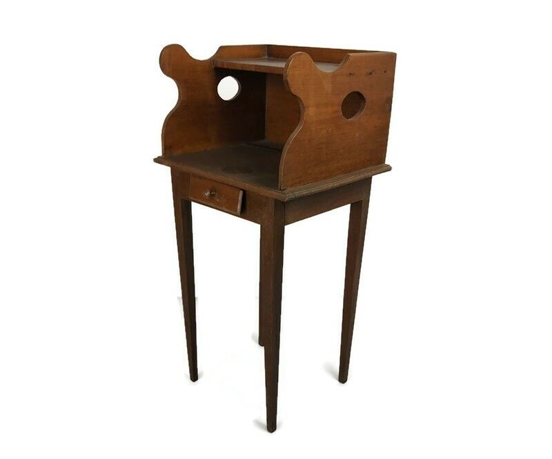 Antique Farmhouse Style Cabinet With Drawer Wood Hallway Desk Table Barn Country