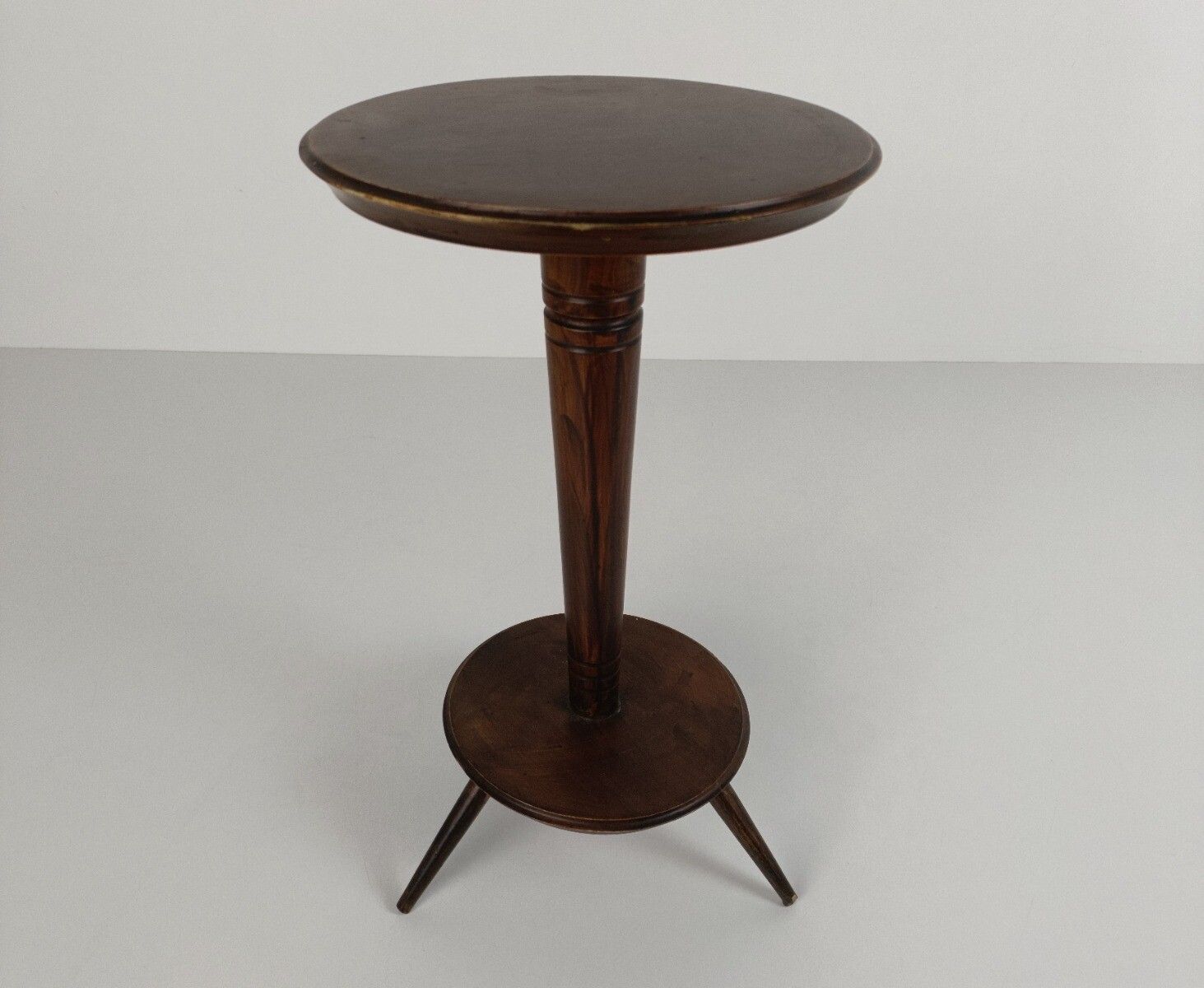 Vintage Carved Wooden Tripod Pedestal Plant Stand Side Table Bonsai Flower Table photo furniture