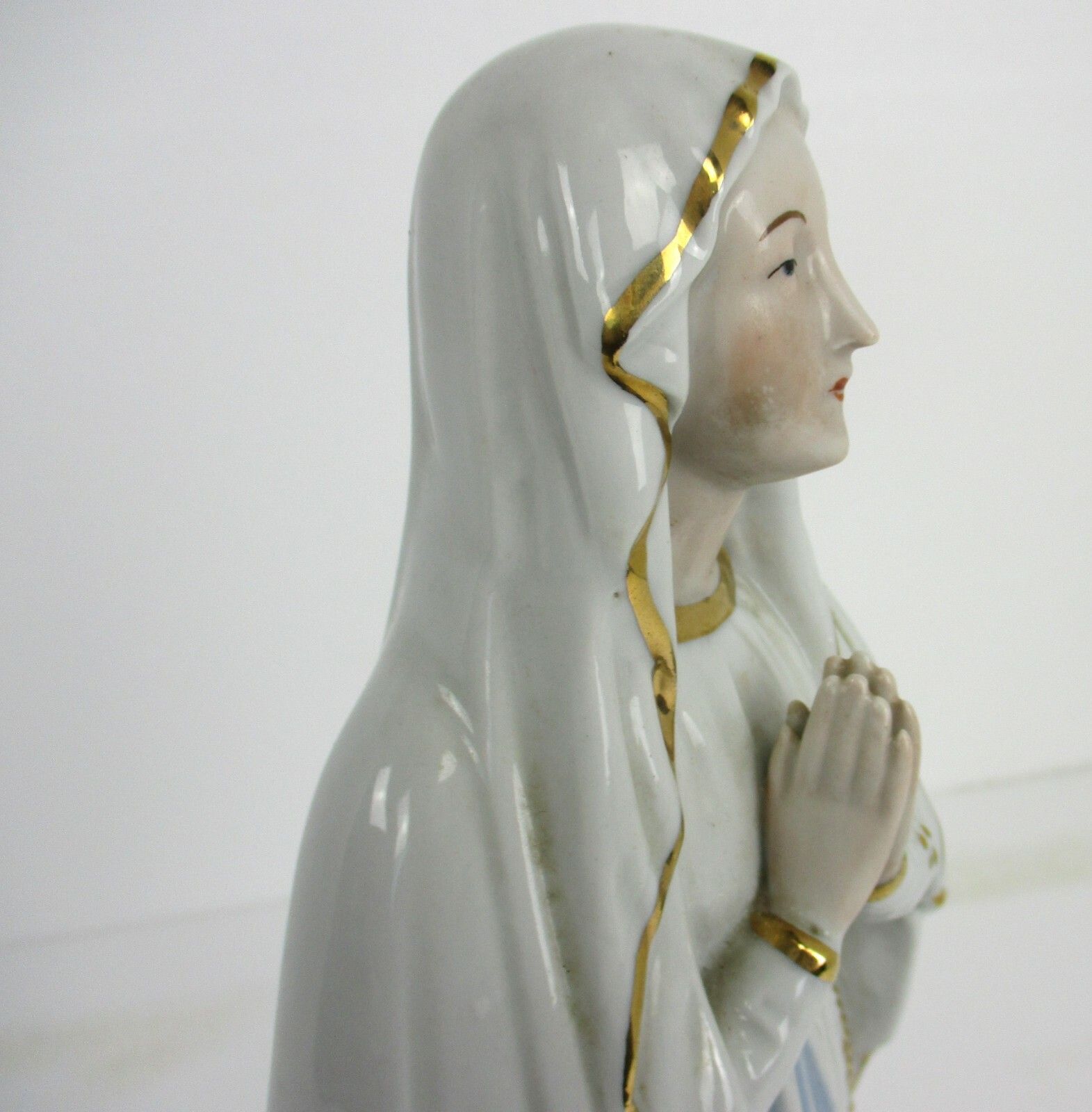 Porcelain Bisque Statue Virgin Mary Our Lady Of Lourdes French 15.74" Gorgeous photo vinterior