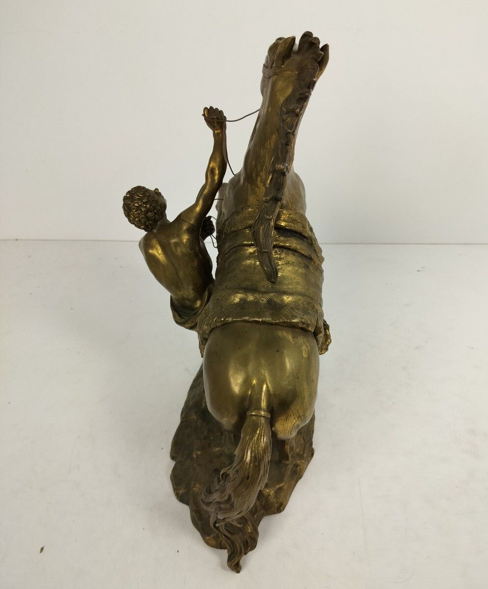 Art Horse Being Tamed Bronze Exquisite Modelled After Coustou Chateau Marly Statue A photo