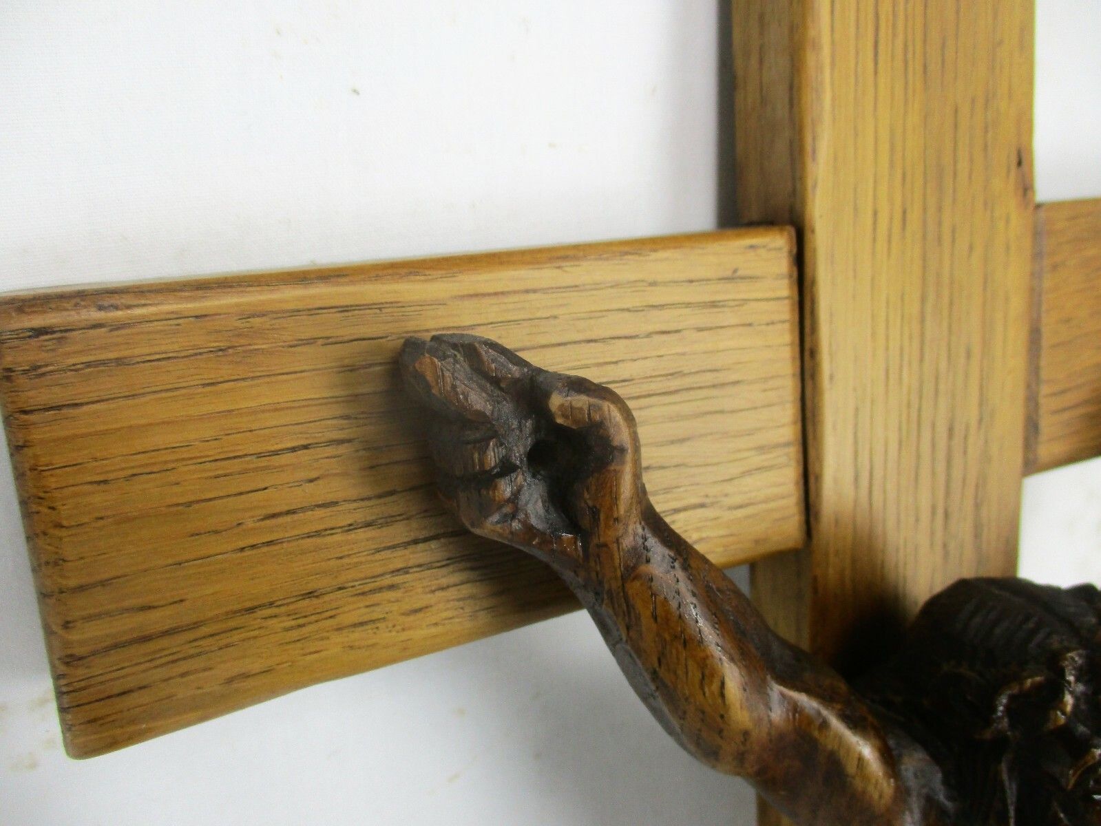 Hand Carved Wood  Hanging Ornate Crucifix Wooden Corpus Jesus Christ Gorgeous photo vinterior