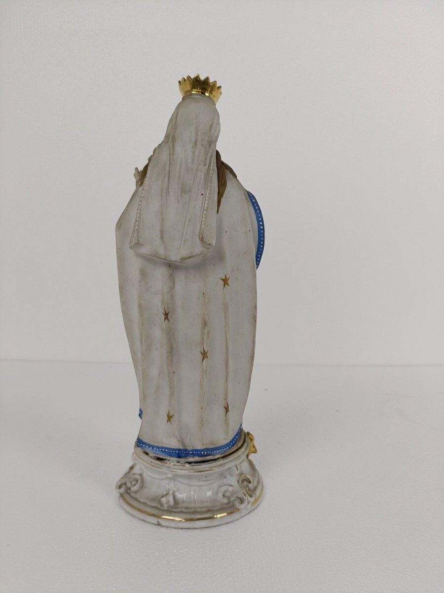 French Antique Bisque Statue  Virgin Mary Lady Madonna Infant Jesus Beautiful Fr photo for sale