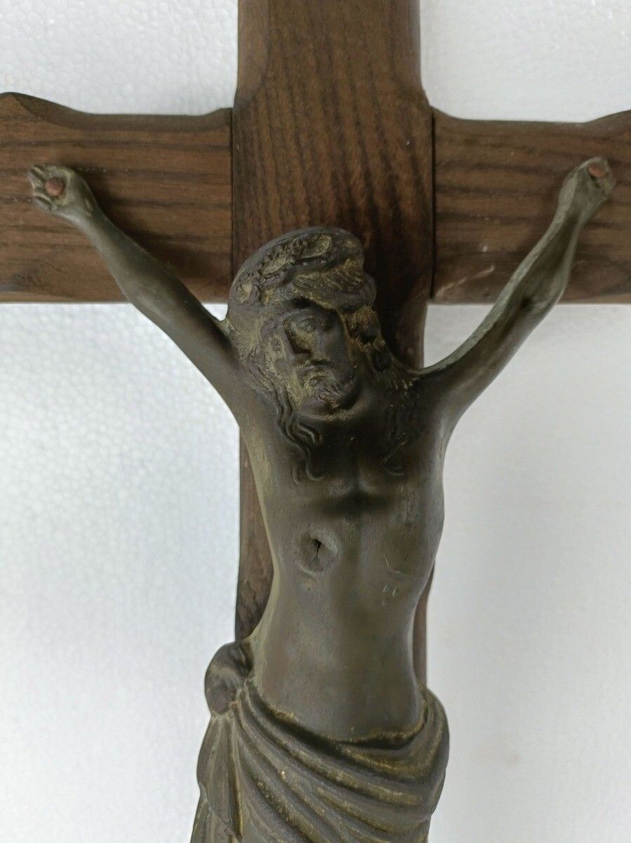Large  Hand Carved Wood Hanging Crucifix Jesus Christ Cross Vintage Corpus Chris photo buy