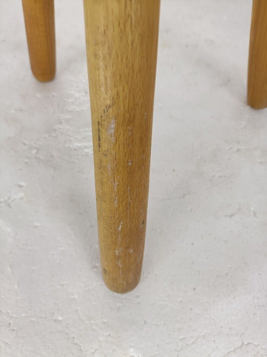 Hand Carved Wood Milking Stool Pedestal Table Pedestal Barn Style Funky Antique photo for sale