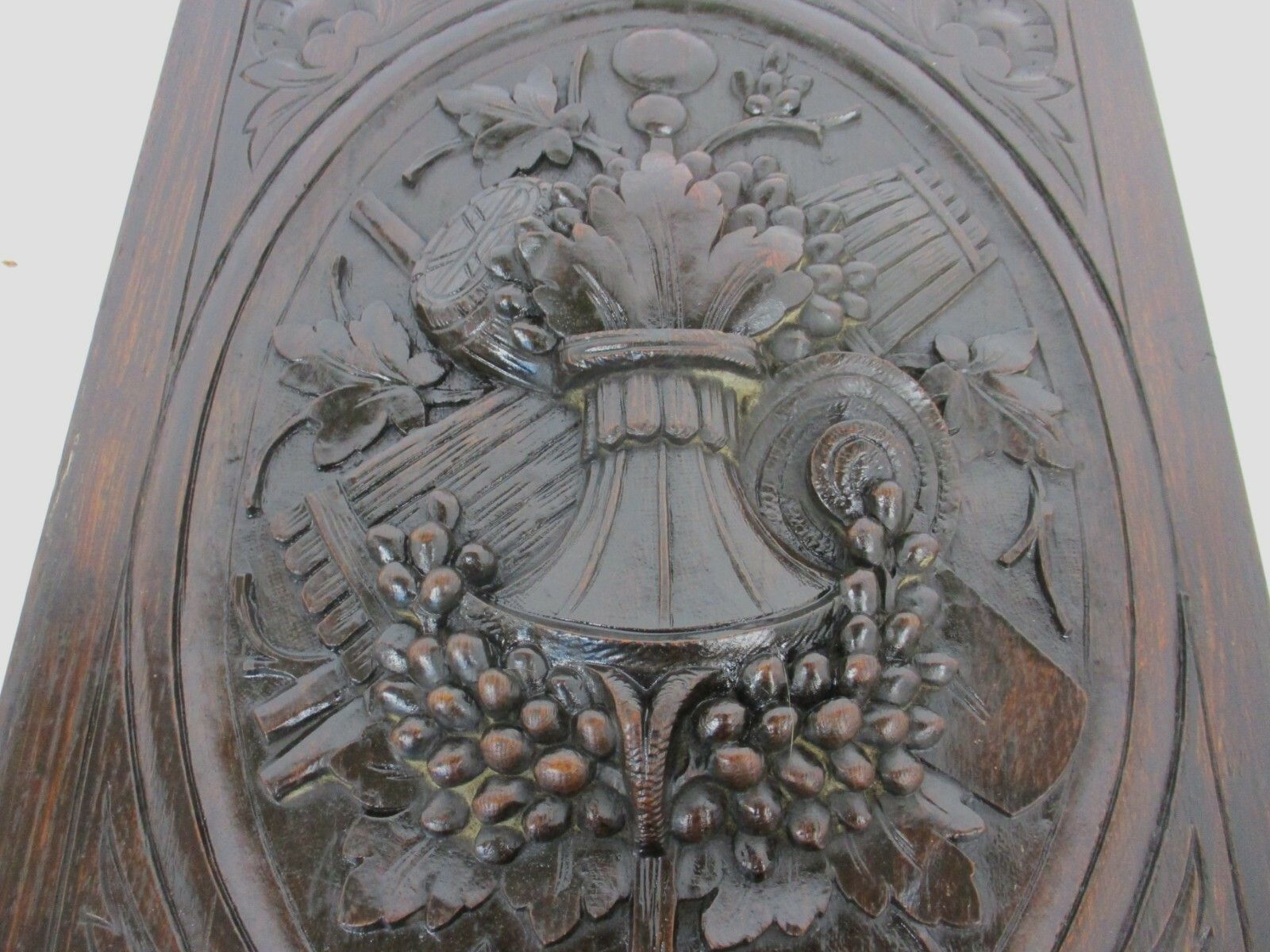 Antique Hand Carved Medallion Door Panel Flower Basket Reclaimed Architectural photo furniture