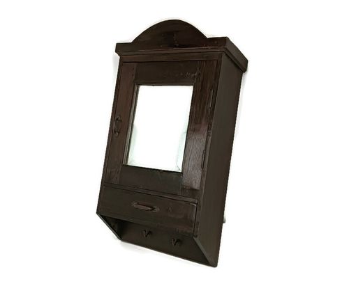 Dark Tapped Wooden Medicine Apothecary Pharmacy Shaving Cabinet Beveled Glass Mi