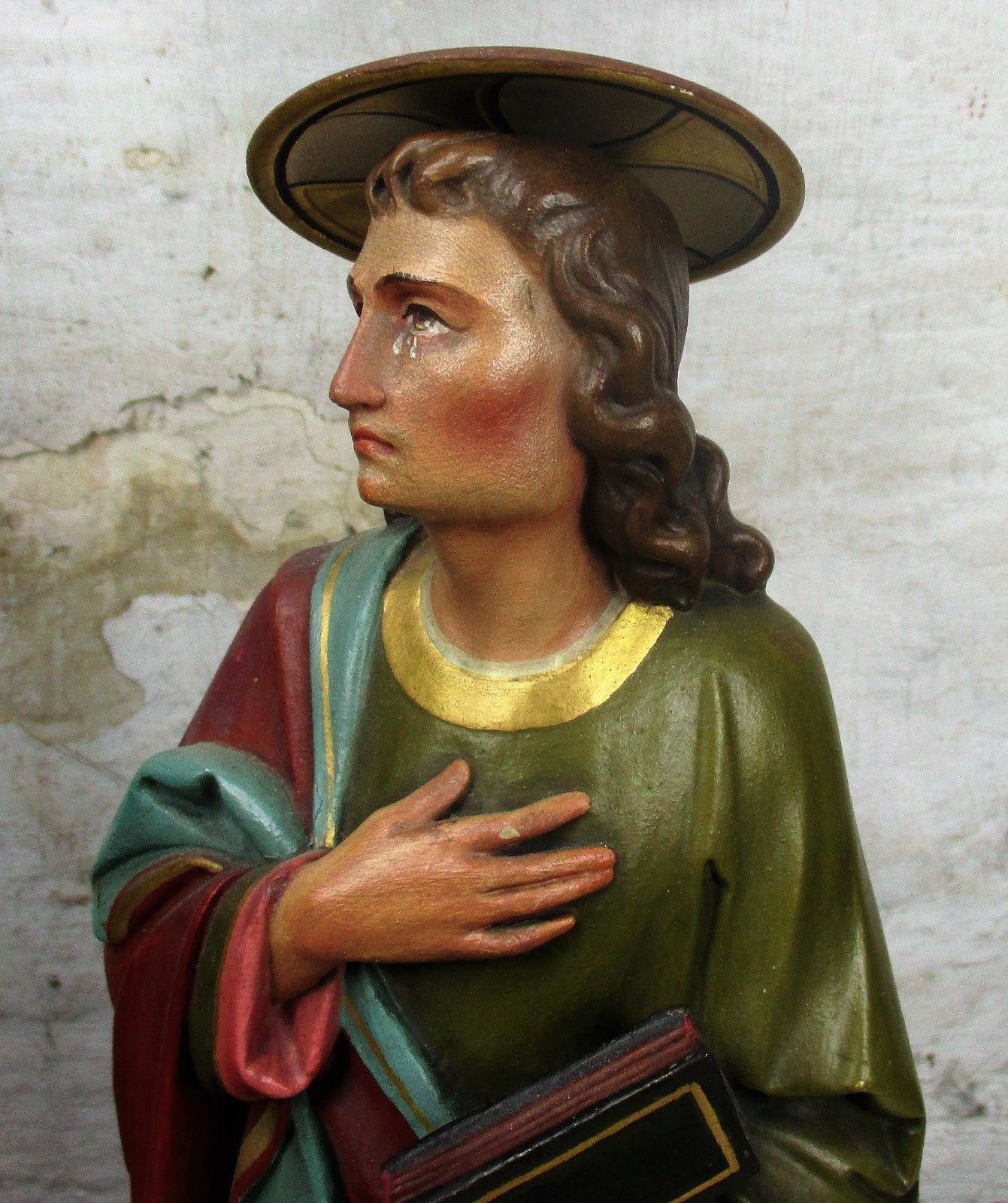 Xxl Church Quality 19th C Plaster Calvary Group Crucifix John Mary Magdalene photo buy