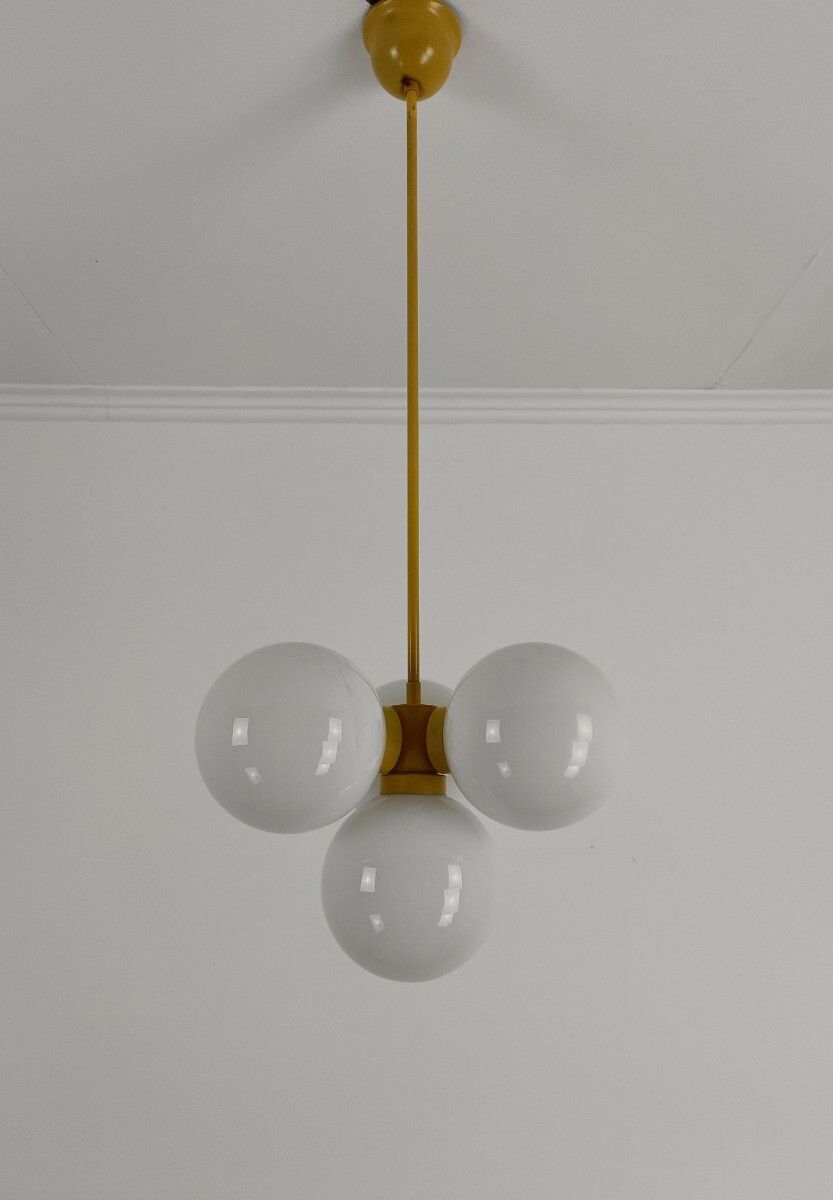 Mid Century Atomic Sputnik Chrome Chandelier 4 Art Glass Balls Design 4 Lights W photo for sale