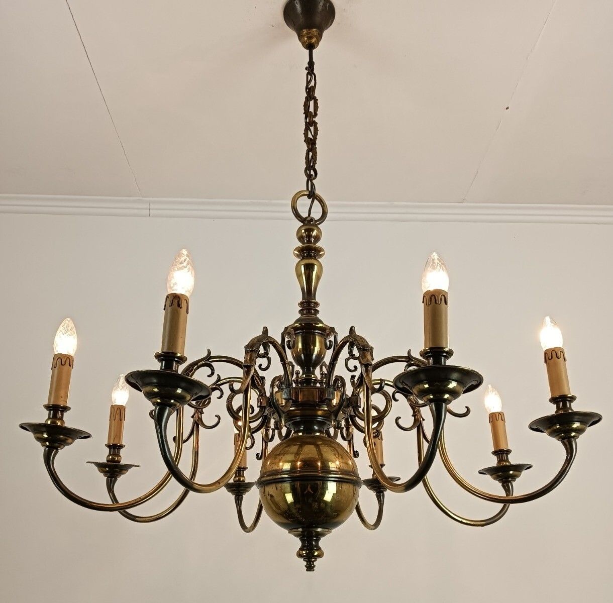 Xl Flemish Dutch Ornate Chandelier 8 Lights Arm Stunning Eagles Fish Vintage Bar photo furniture