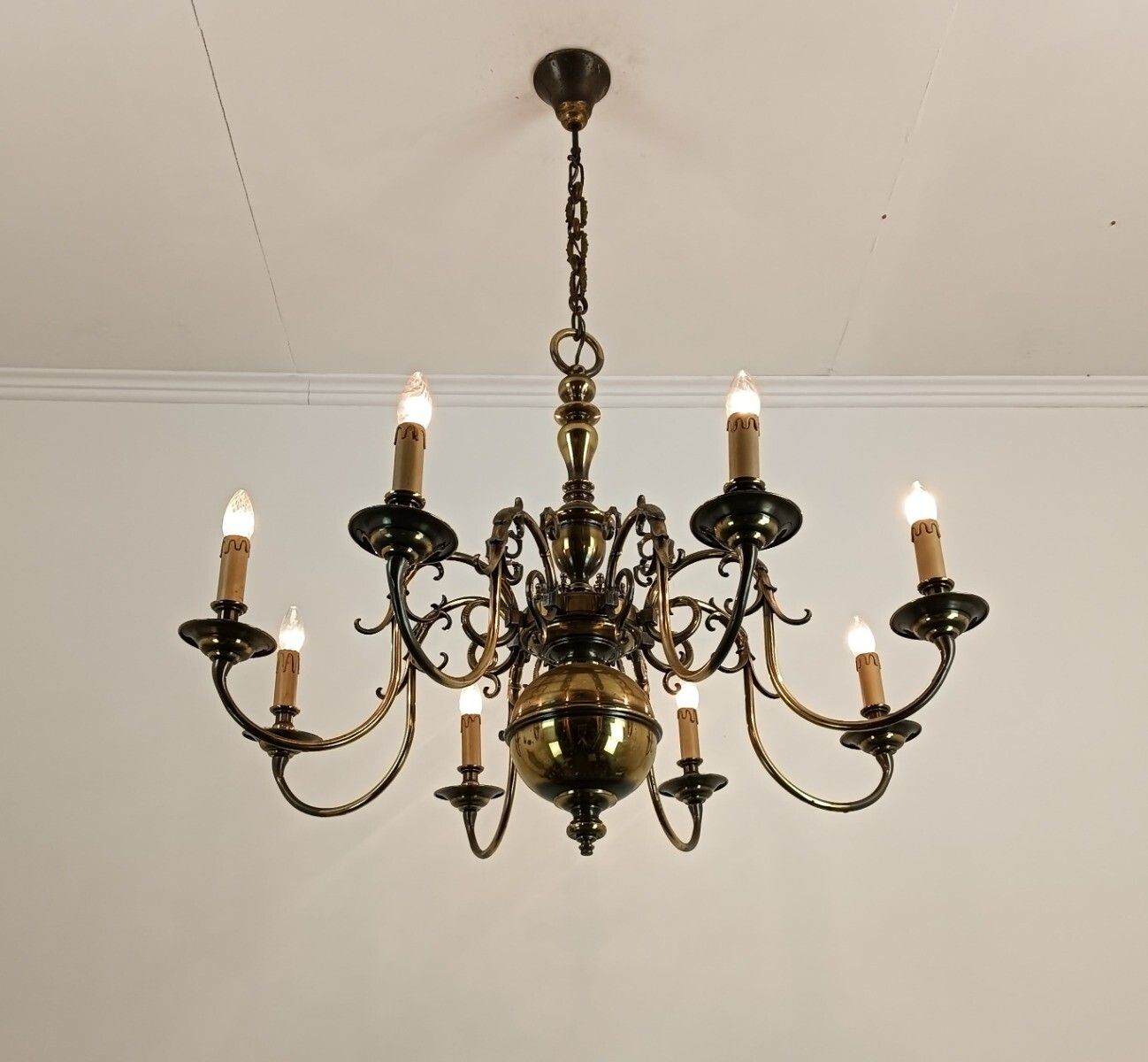 Xl Flemish Dutch Ornate Chandelier 8 Lights Arm Stunning Eagles Fish Vintage Bar photo buy