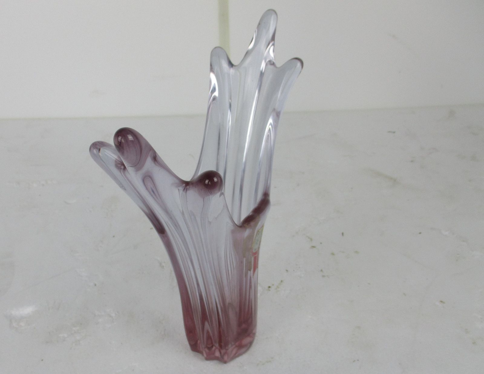 Art Glass Vase Val St Lambert Vase Pink Purple Belgium Belgian photo Home Decor