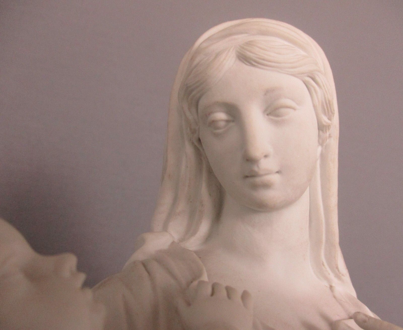 Large French Antique 1900 Bisque Statue Virgin Mary Our Lady Infant Stunning photo Art