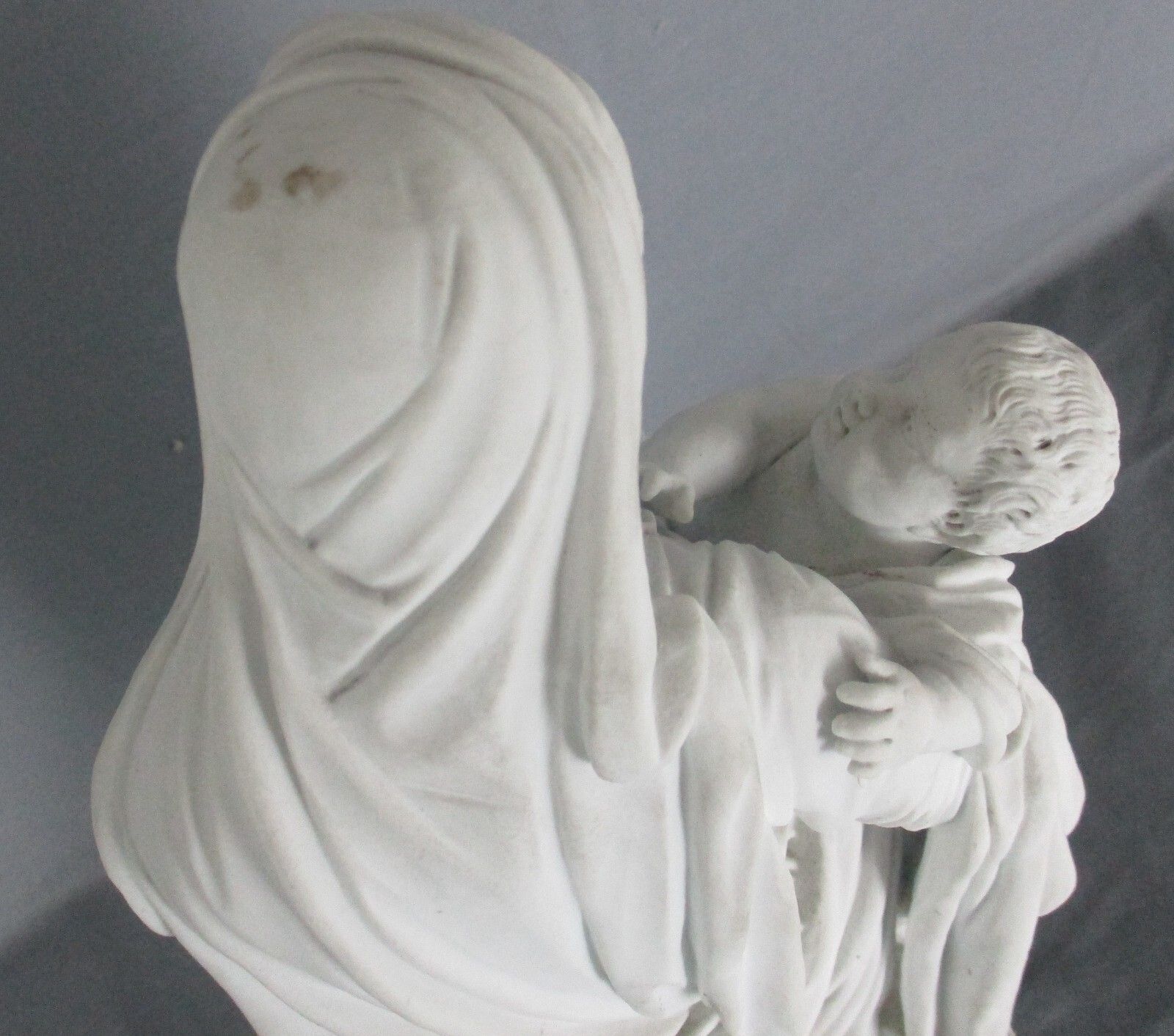 photo furniture Large French Antique 1900 Bisque Statue Virgin Mary Our Lady Infant Stunning