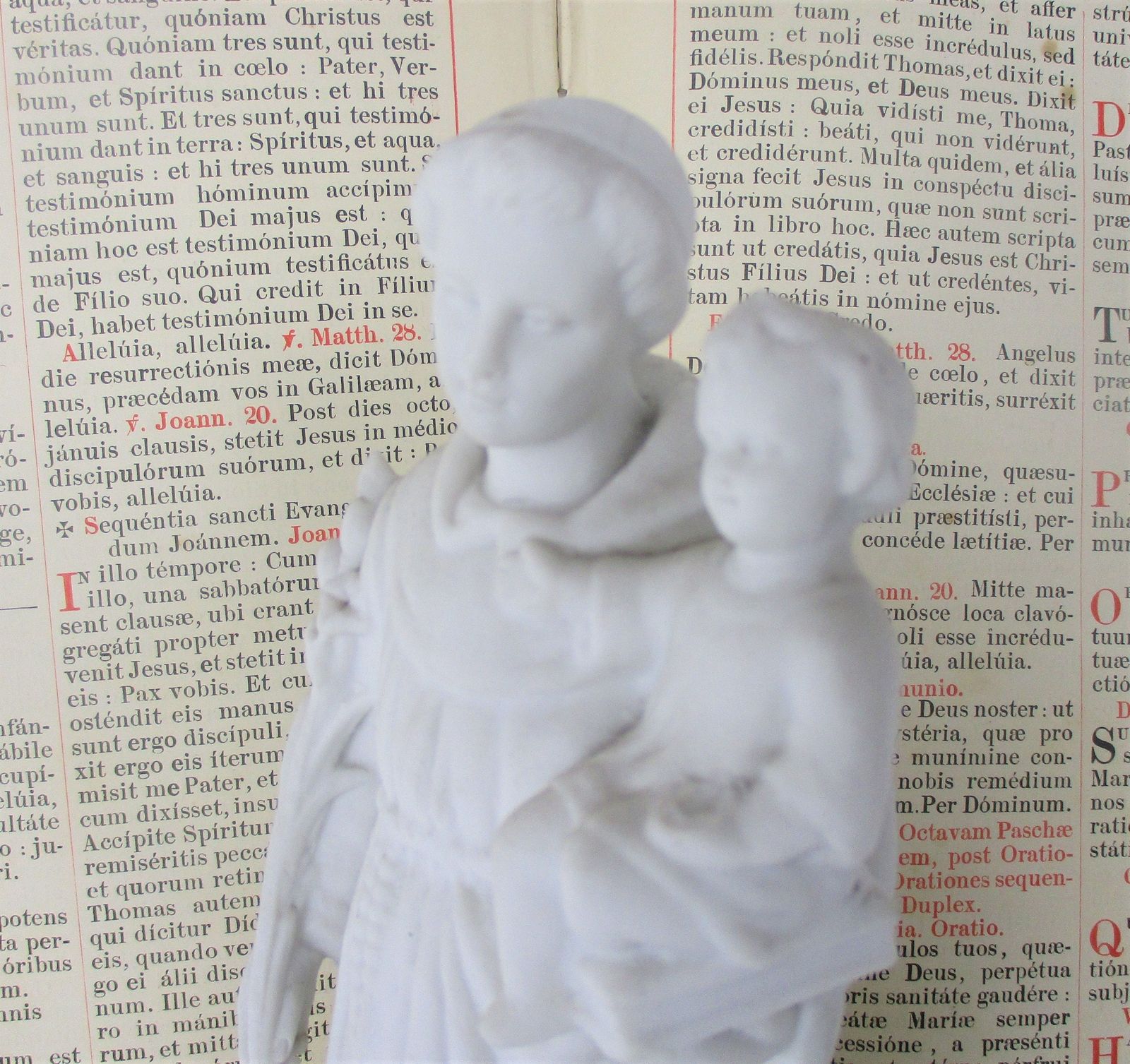 French Antique 1900 Bisque Statue Saint Anthony Padua Infant Child Lilies Marked photo vinterior