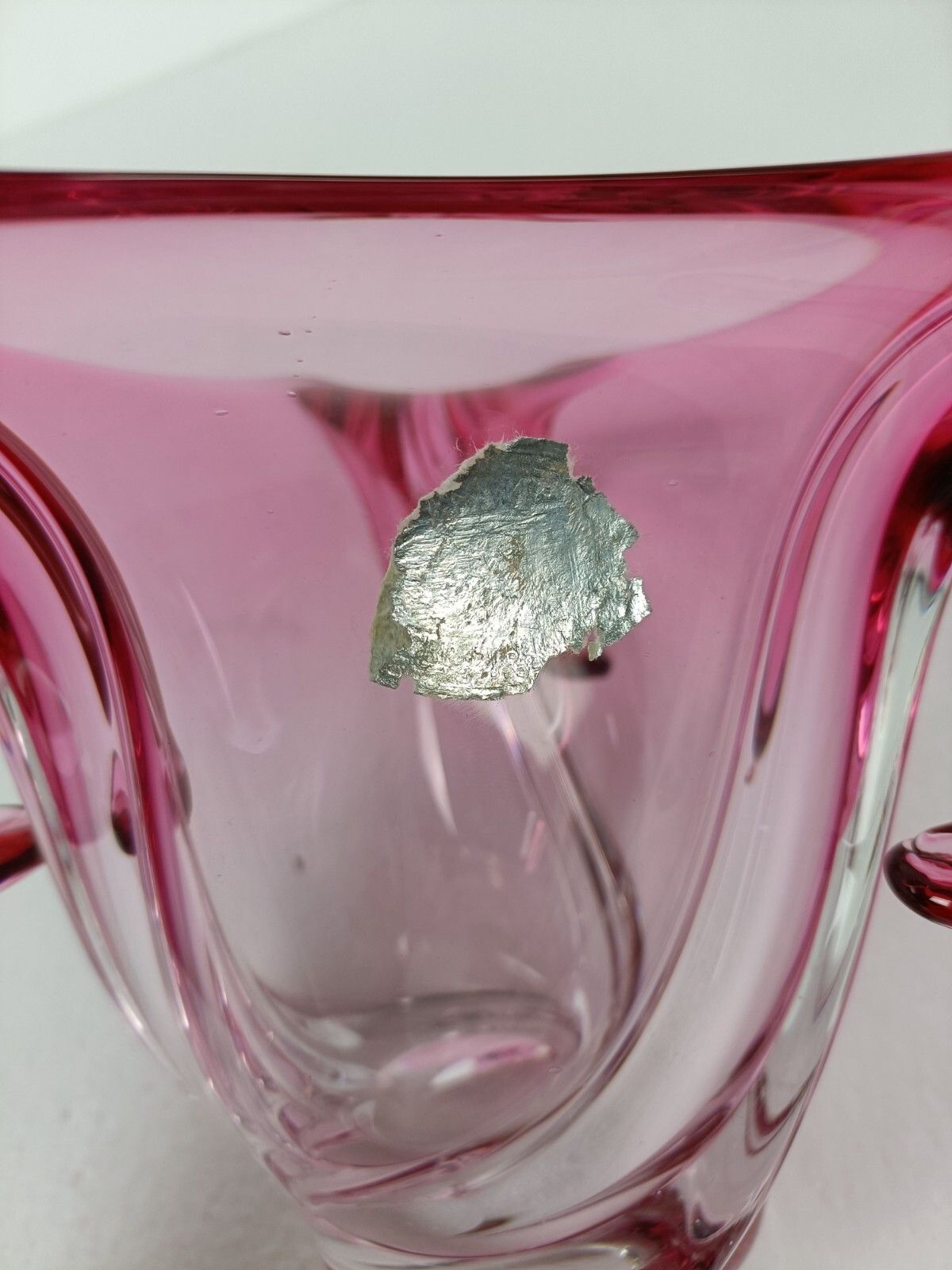 photo furniture Val St Lambert Belgium Bowl Dish Centerpiece Cranberry Clear  Crystal Marked