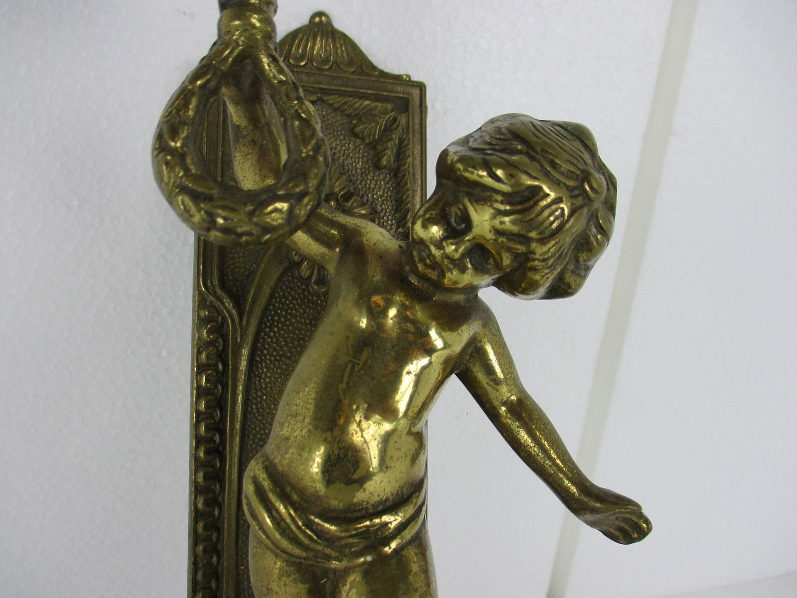 Gorgeous Wall Mounted Sconce Candle Holder Putti Cherub Angel Brass Mid Century photo furniture