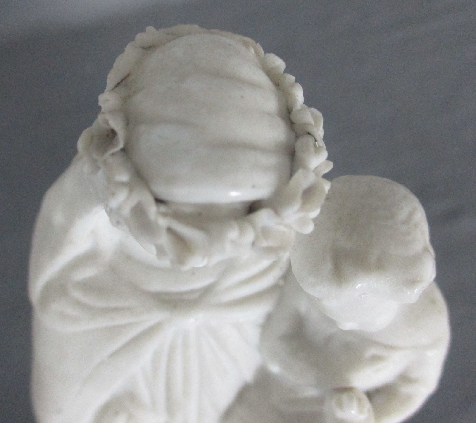 Antique Bisque Porcelain Statue Virgin Our Lady Mary Madonna With Infant Jesus G photo buy