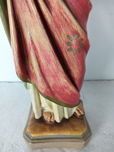 Neo Gothic Plaster Statue Jesus Christ Polychrome Holy Sacred Heart Antique photo vinterior