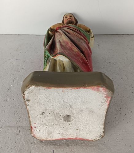 Neo Gothic Plaster Statue Jesus Christ Polychrome Holy Sacred Heart Antique photo vintage