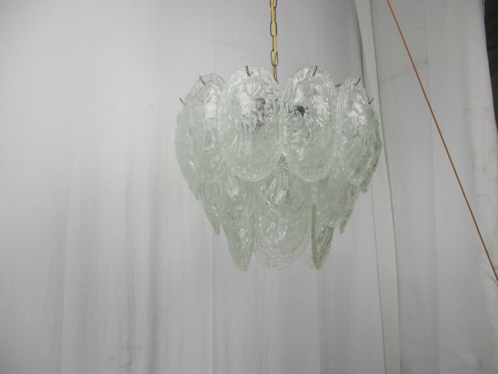 Chandelier Pendant 4 Lights Art Glass Frosted Ice Glass Italy Vistosi  Style photo for sale