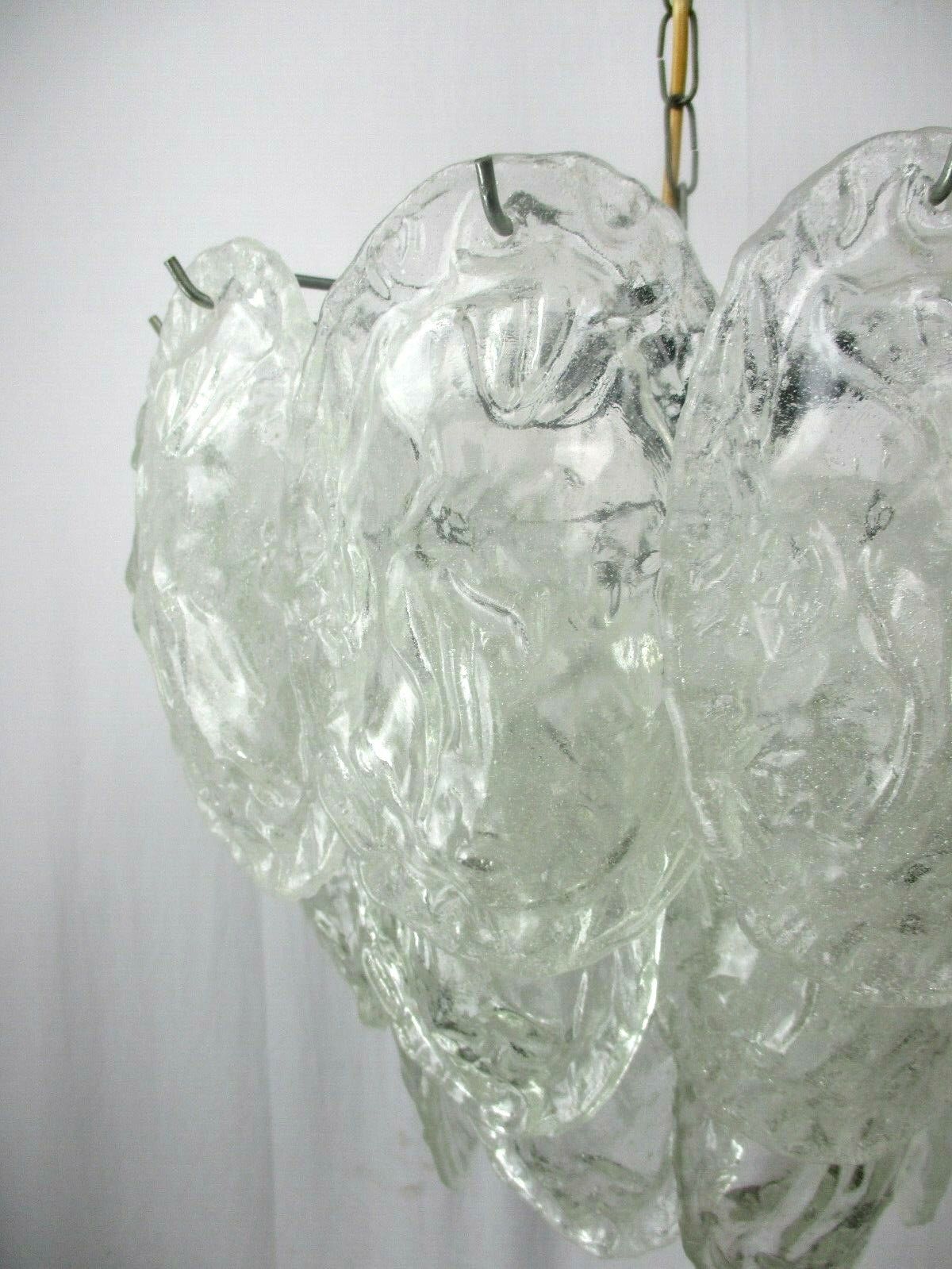 Chandelier Pendant 4 Lights Art Glass Frosted Ice Glass Italy Vistosi  Style photo buy