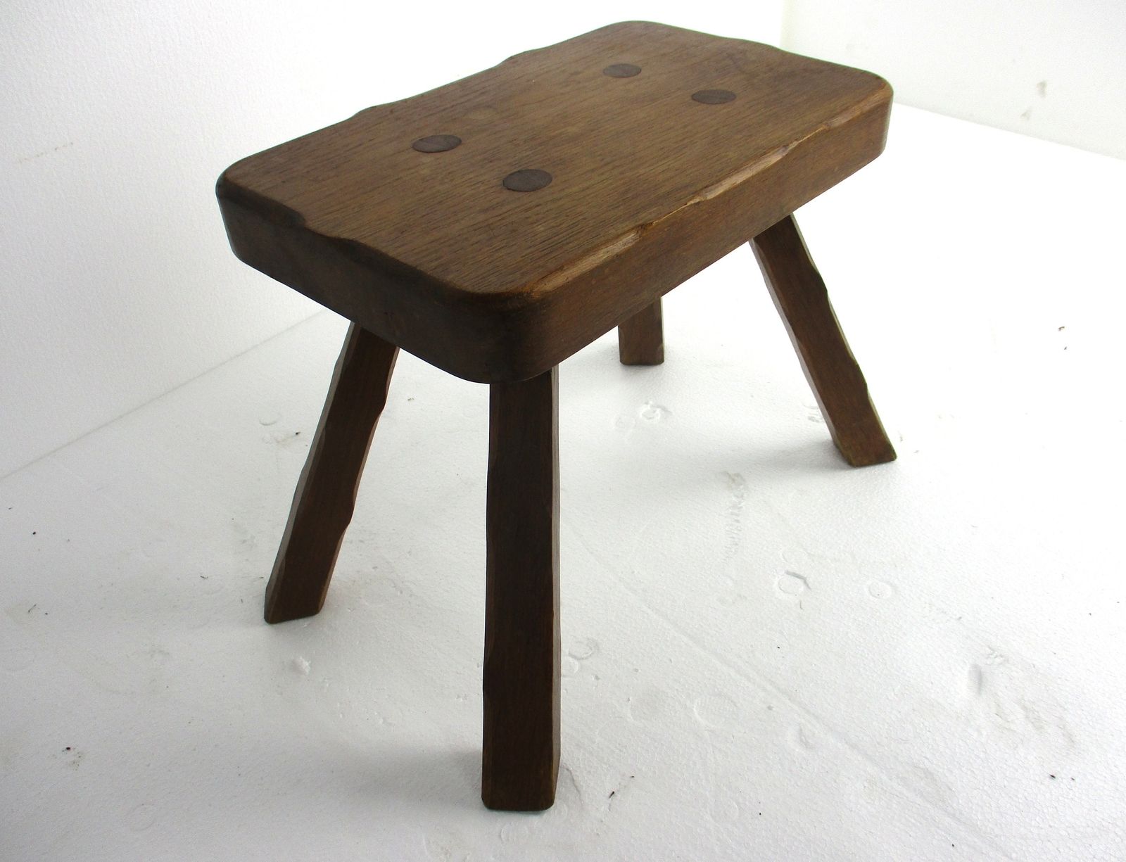Funky Hand Carved Wood Milking Stool Pedestal Table Pedestal Barn Style Antique photo furniture
