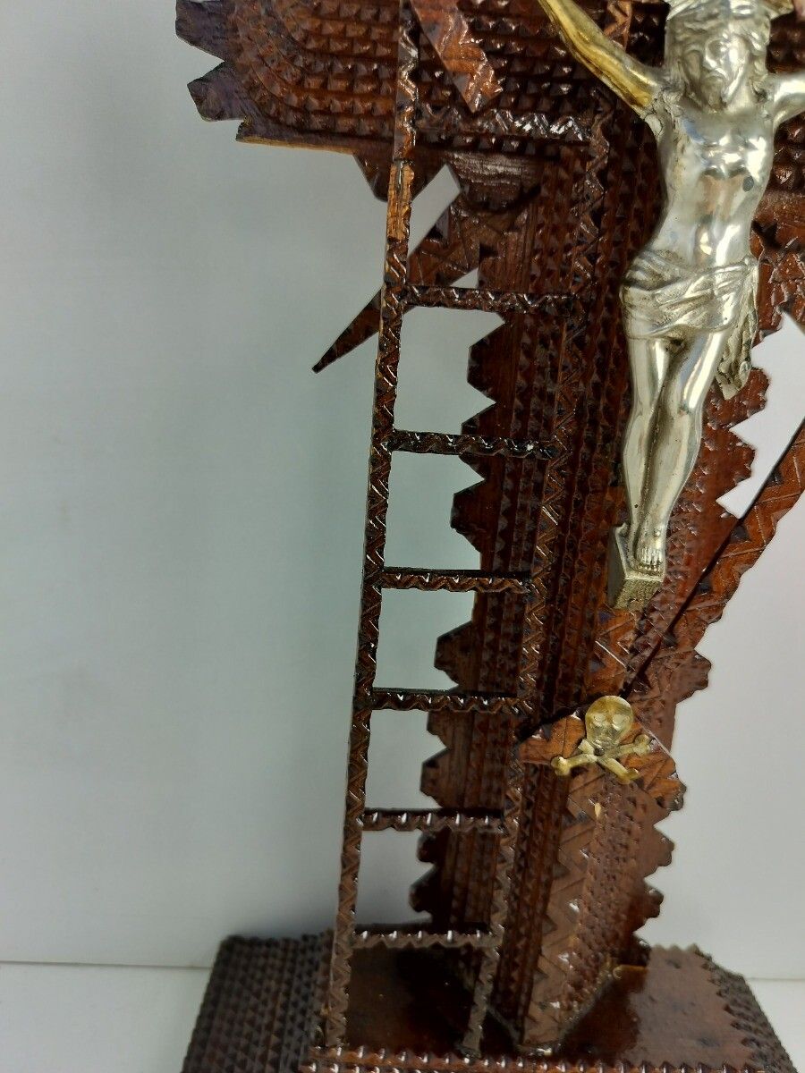 Tramp Trench Tramp Folk Art Standing Hand Made Wood Crucifix Tools Of Passion Wo photo Art
