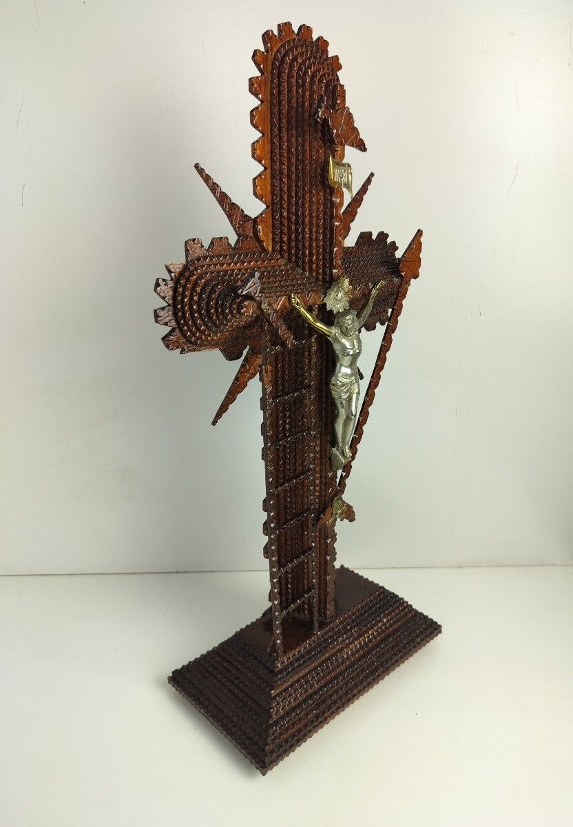 Tramp Trench Tramp Folk Art Standing Hand Made Wood Crucifix Tools Of Passion Wo photo buy