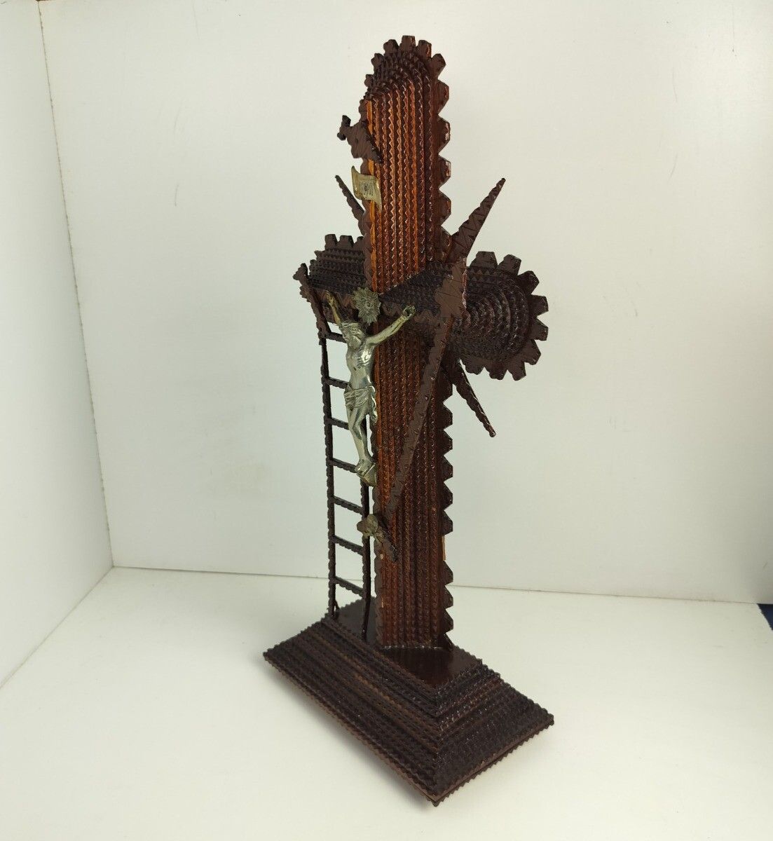 photo furniture Tramp Trench Tramp Folk Art Standing Hand Made Wood Crucifix Tools Of Passion Wo