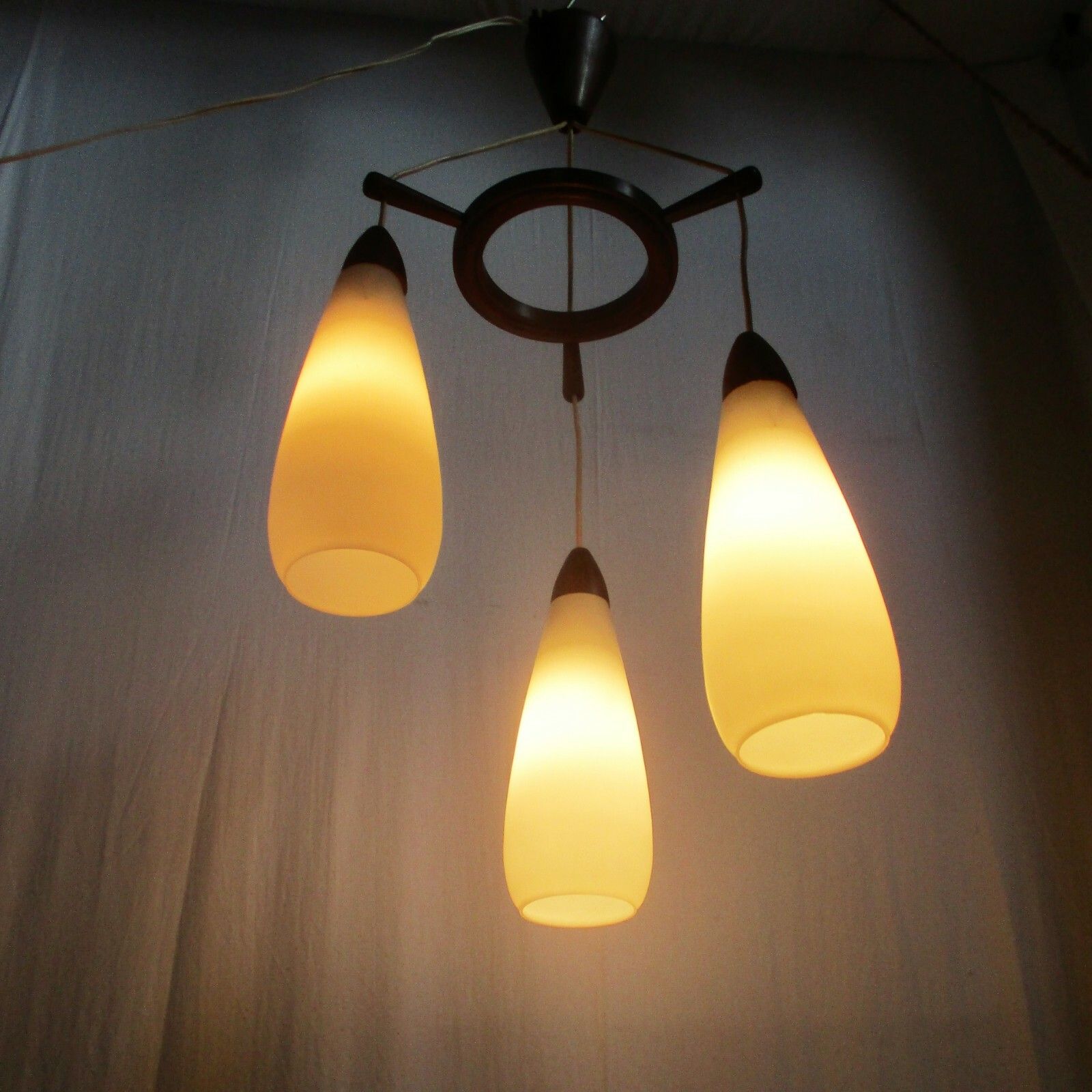 Danish Modern Chandelier Pendant Teak Atomic Scandinavian Style Louis Kalff photo furniture