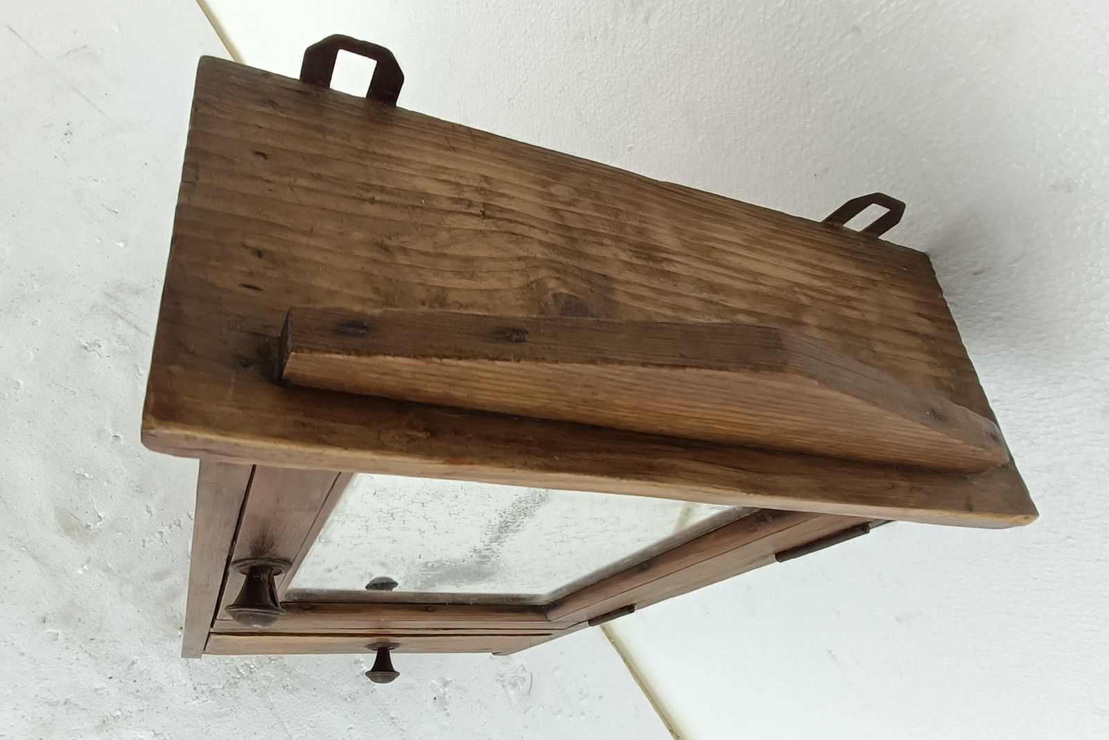 Medicine Cabinet, Apothecary, Pharmacy, Wall Hanging, Carved Wood, Towel Hooks B photo vinterior