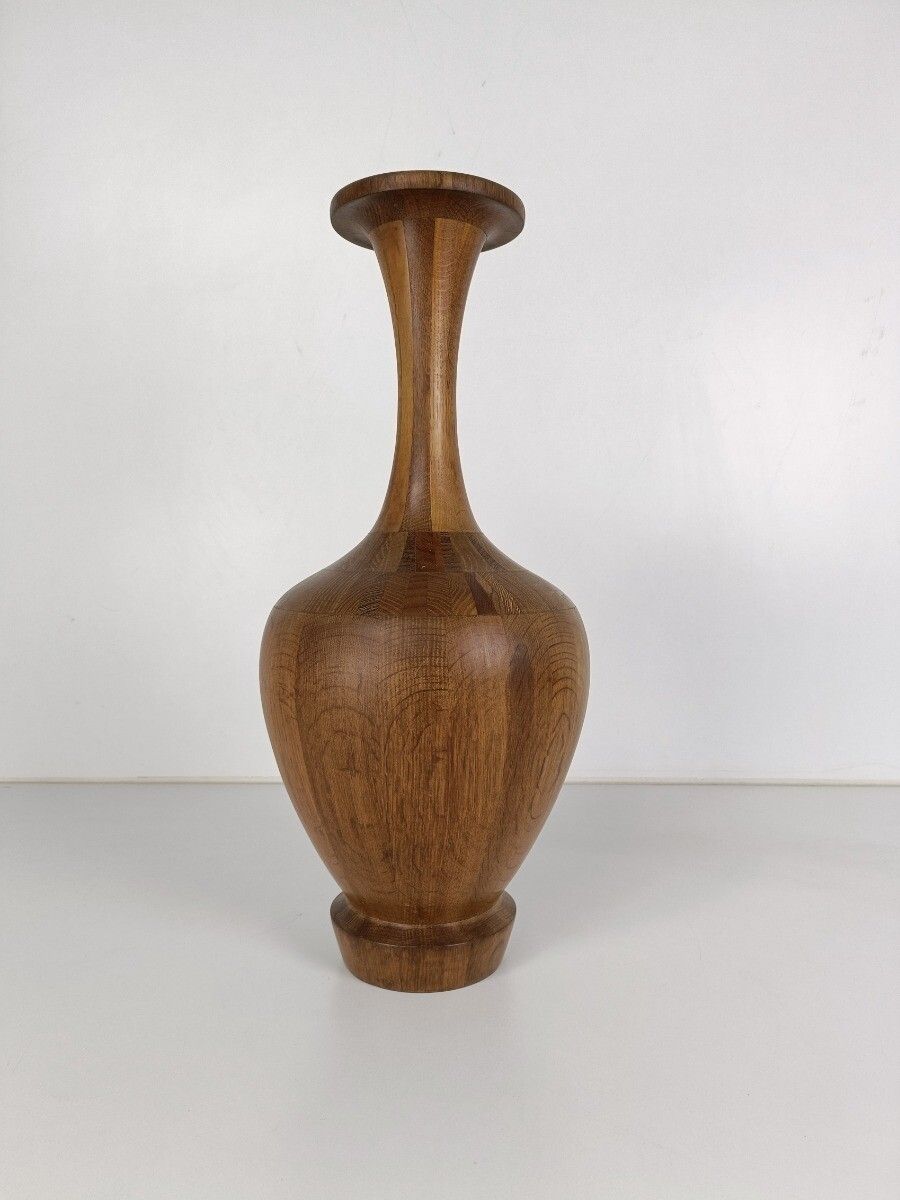 Gorgeous Mid Century Hardwood Art Vase By Maurice Bonami For De Coene Frères, B photo for sale