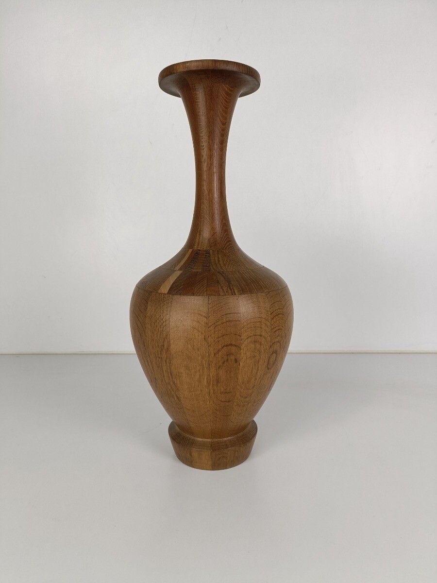 Gorgeous Mid Century Hardwood Art Vase By Maurice Bonami For De Coene Frères, B photo 607.0