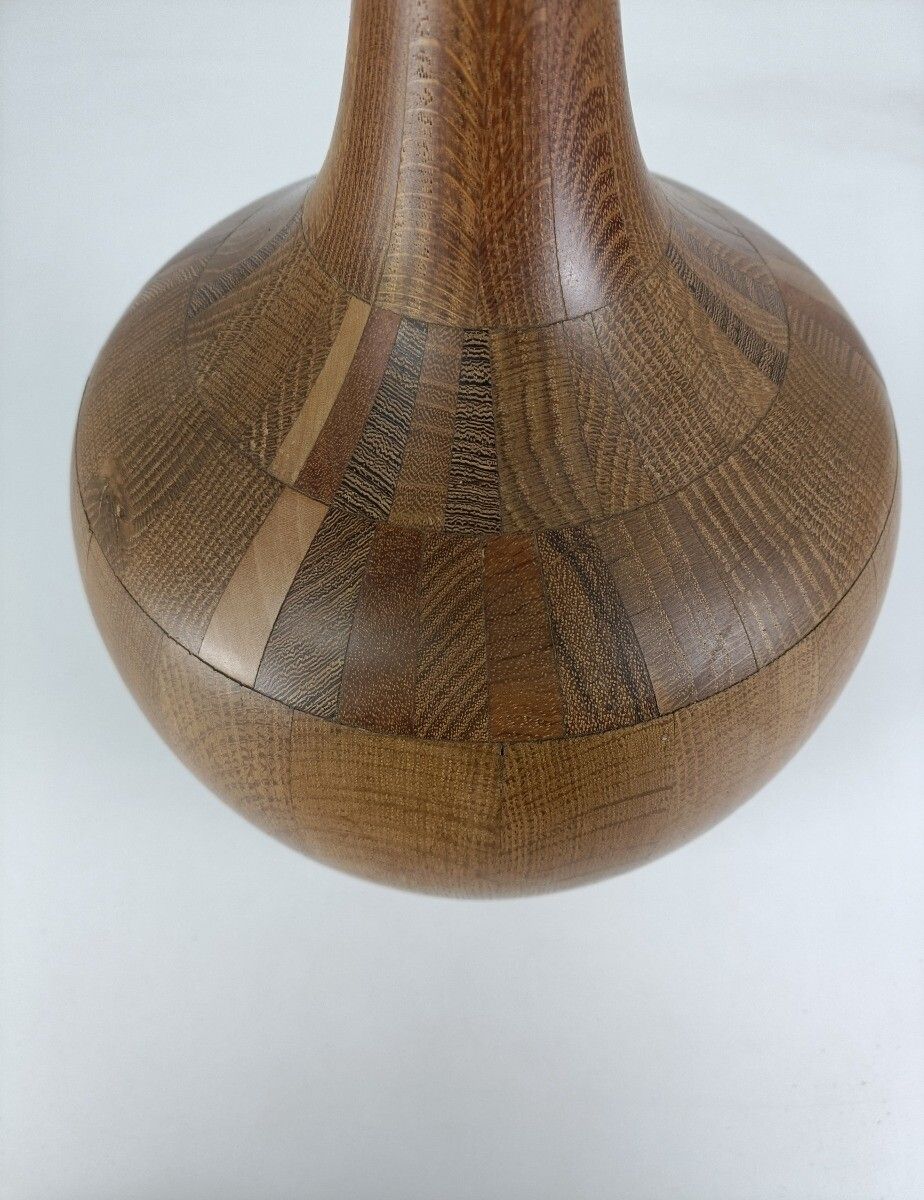 Gorgeous Mid Century Hardwood Art Vase By Maurice Bonami For De Coene Frères, B photo vinterior