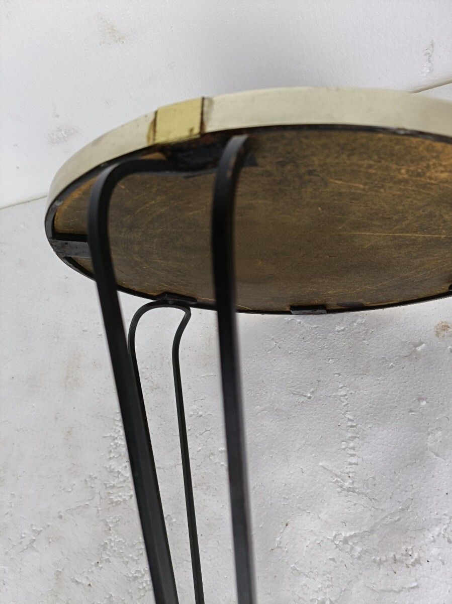 Side Round Table Plant Stand Ceramic Tiles  Mosaic Wrought Iron Legs Lovely Vint photo vintage