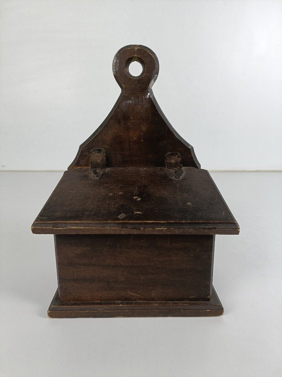 Small Antique Wooden Hang Cabinet For Flour Or Coffee Barn Farmhouse Style Leath photo Furniture