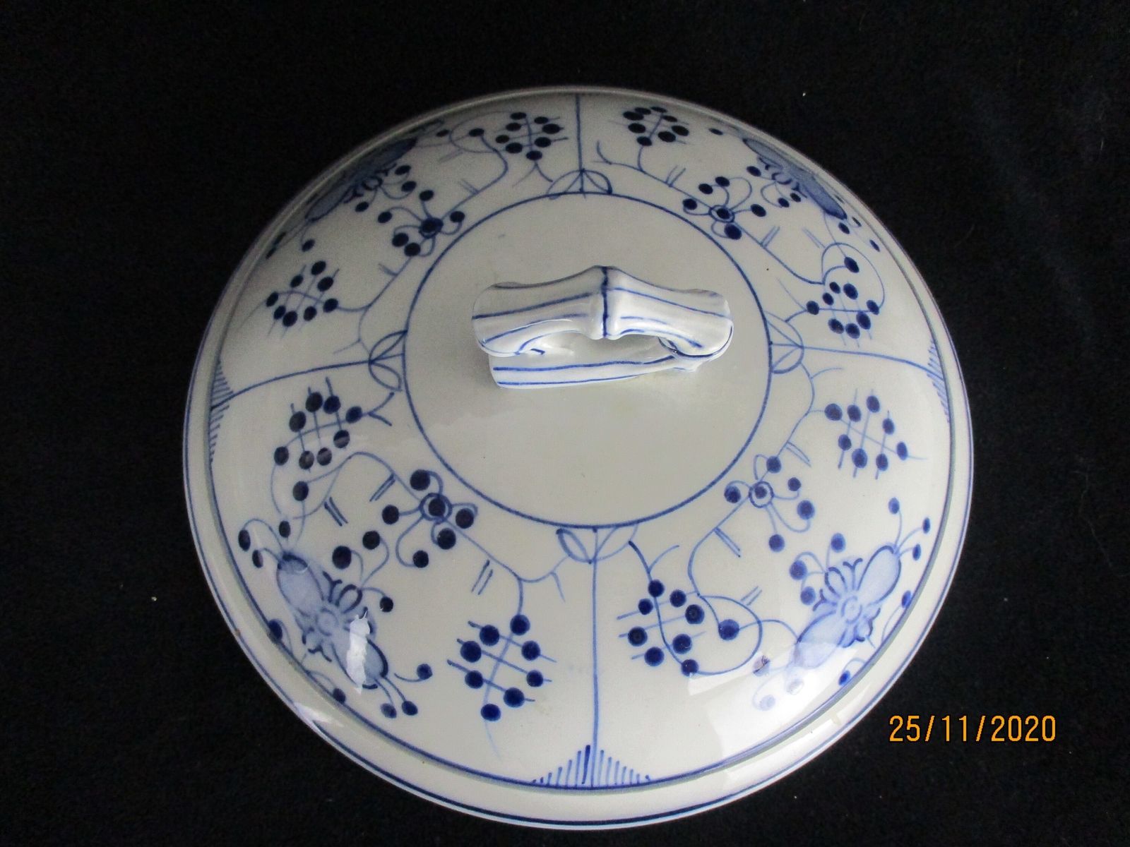 Antique Royal Copenhagen Blue Fluted Soup Tureen Dish Marked Sarreguemines 1875 photo 303.0