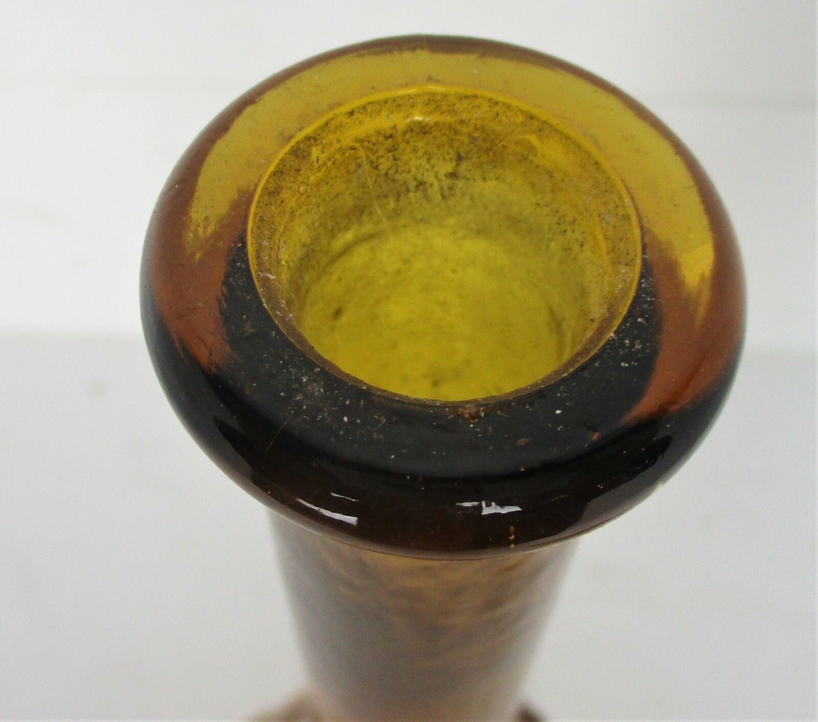 Vintage Art Bubbled Glass Brown Amber Empoli  Bottle Italian Grapes 20.86" photo buy