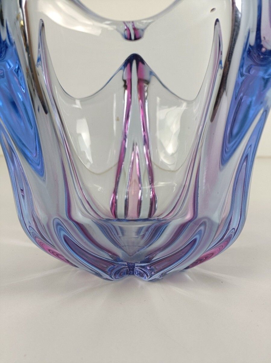 photo for sale Gorgeous Bowl Dish Centerpiece Vase Purple Blue Cranberry Art Glass Murano Italy