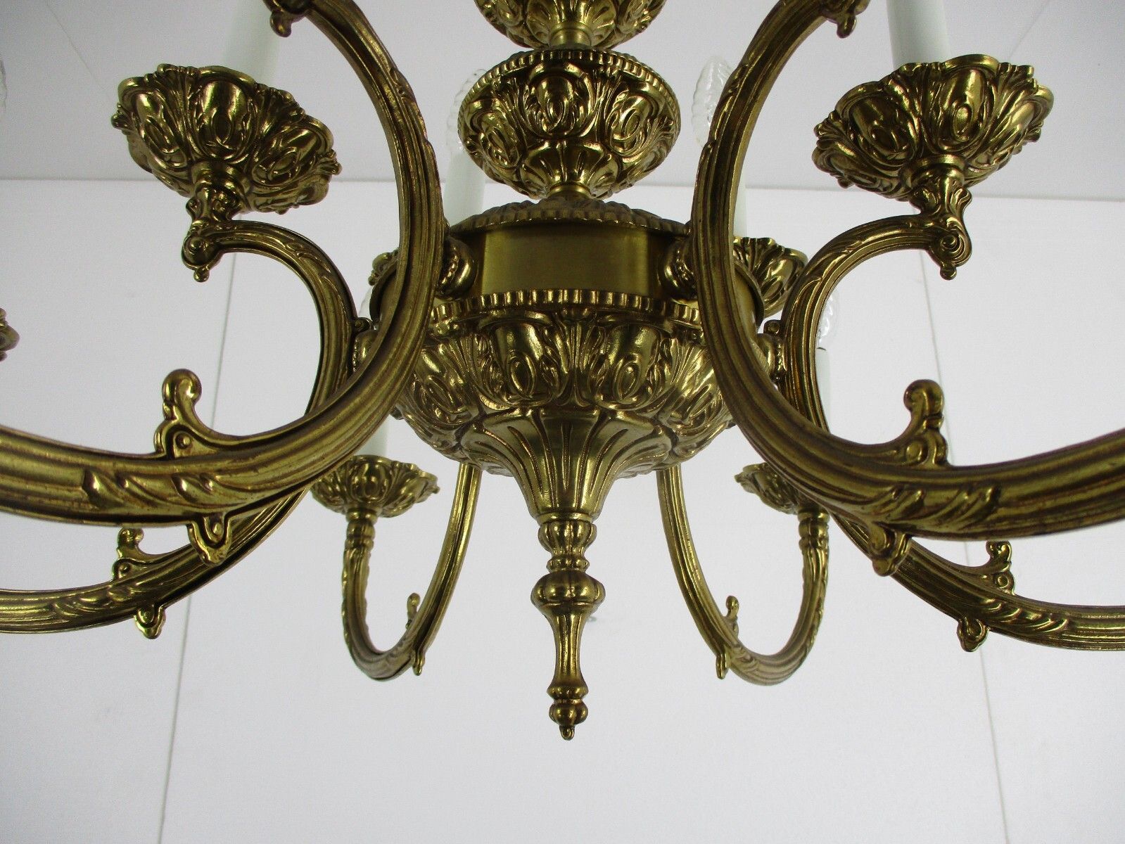 Impressive Spanish Revival Hollywood Regency Brass Chandelier 12 Lights!! Ornate photo vinterior