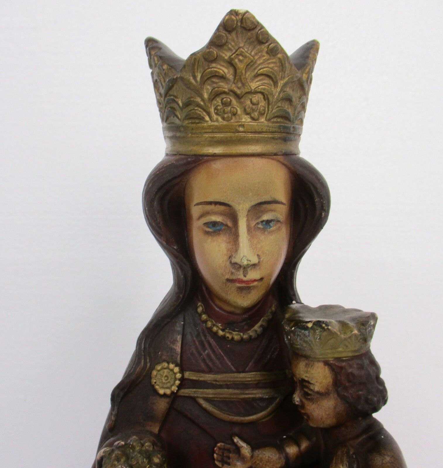 Statue Our Lady Of Tongeren Black Madonna Infant Jesus Grapes Collector 17.12" photo furniture