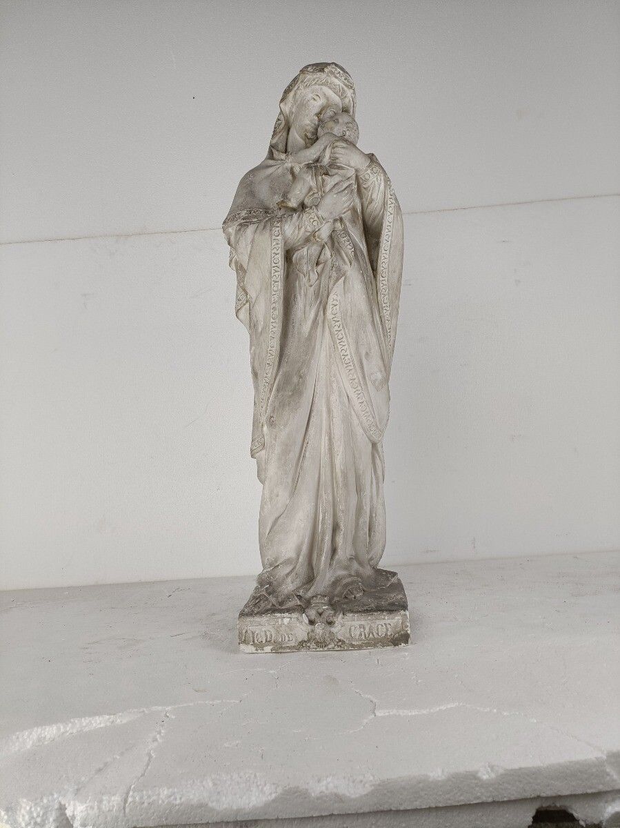 Statue Notre Dame De Grace Plaster Xl Church Chapel Our Lady Of Grace Collector photo for sale