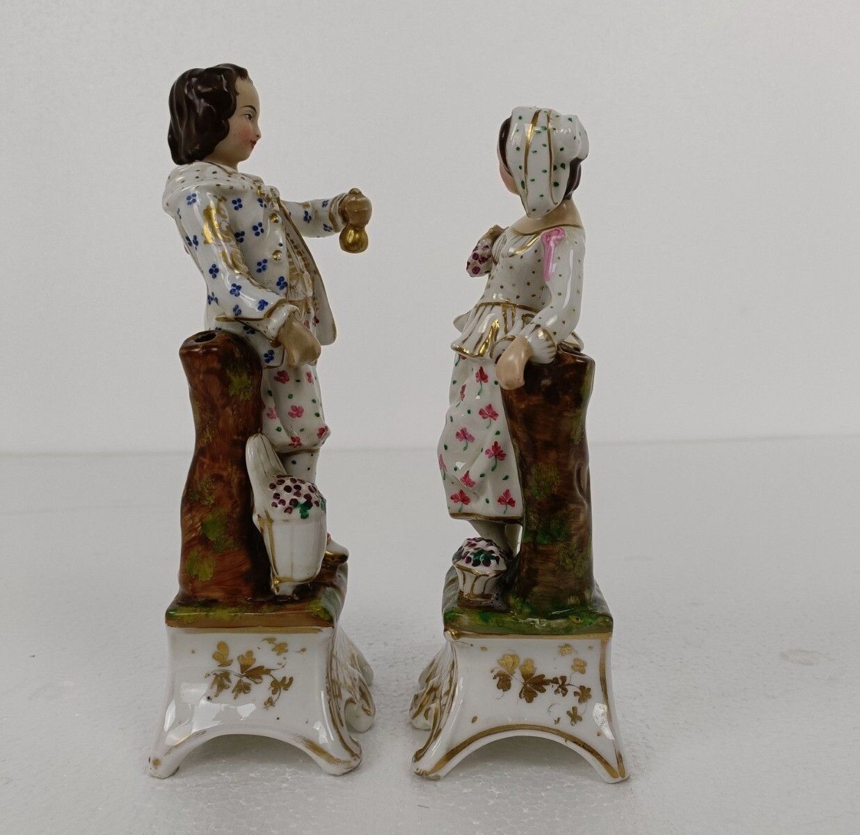 Pair Of Figurines Statues Bisque Porcelain  Man And Woman Flower Spanish Couple photo Home Decor
