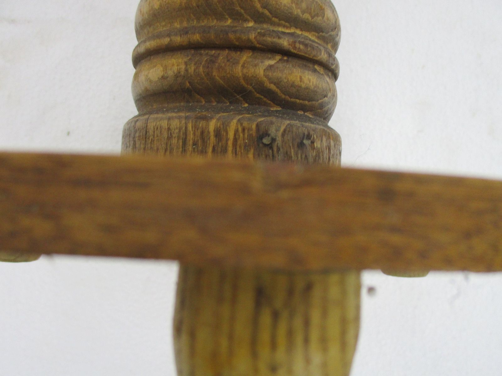 Hand Carved Wood Side Wine Table Pedestal Plant Stand Vintage Mid Century Barn C photo 61.0