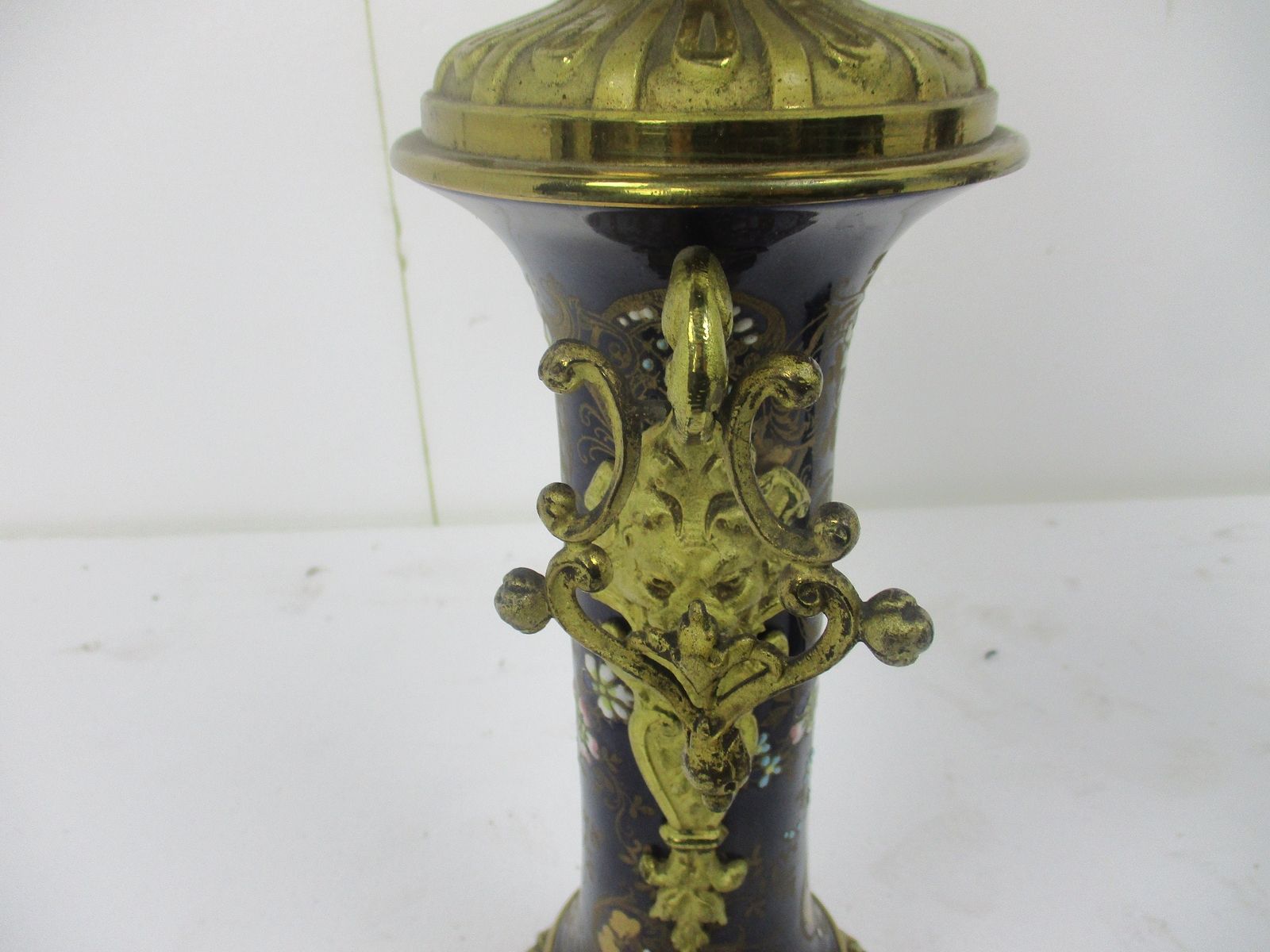 Couple Candle Holders Brass Porcelain Enamel  Ornate Stylish Candelabra 5 Arm photo Home Decor