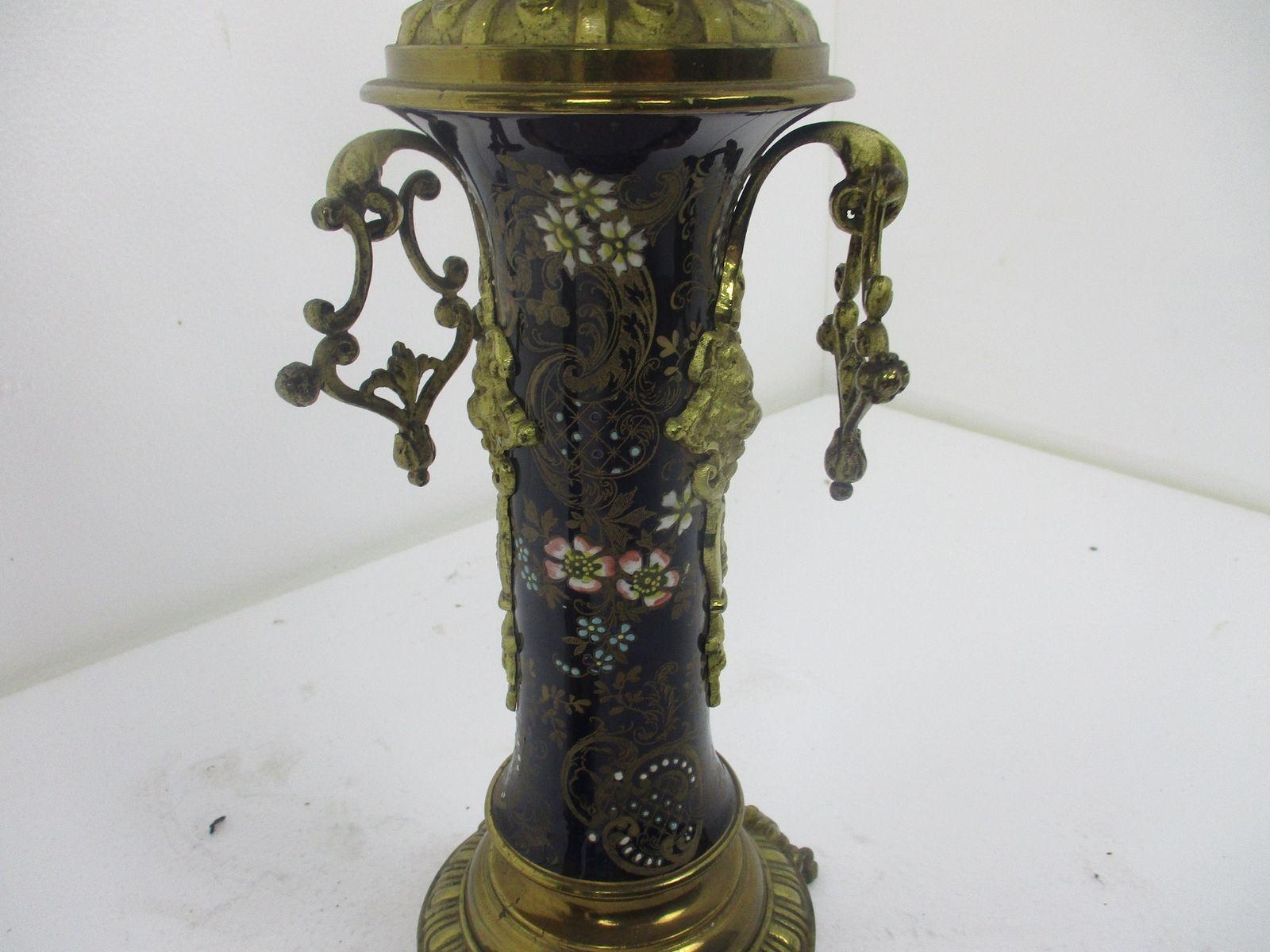 Couple Candle Holders Brass Porcelain Enamel  Ornate Stylish Candelabra 5 Arm photo buy